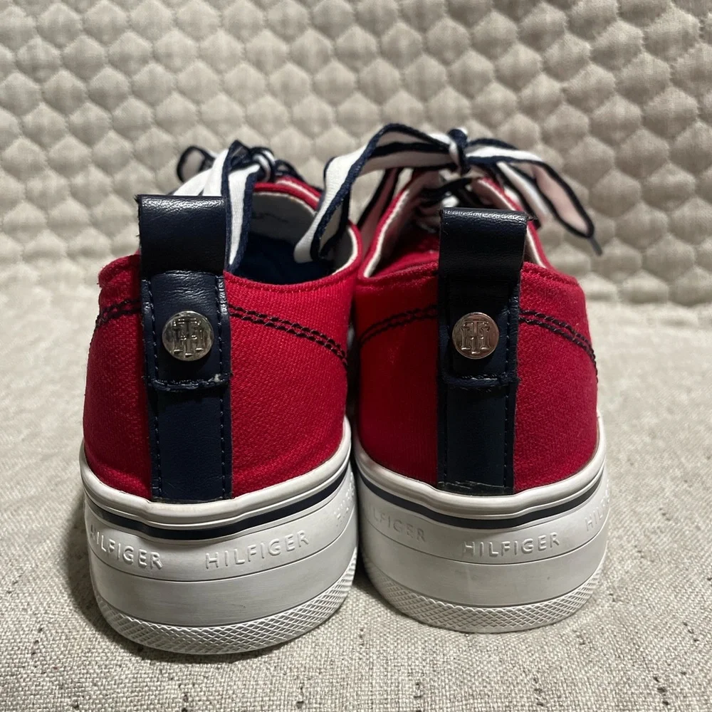 Tommy Hilfiger Red Platform Sneakers with Striped Laces
